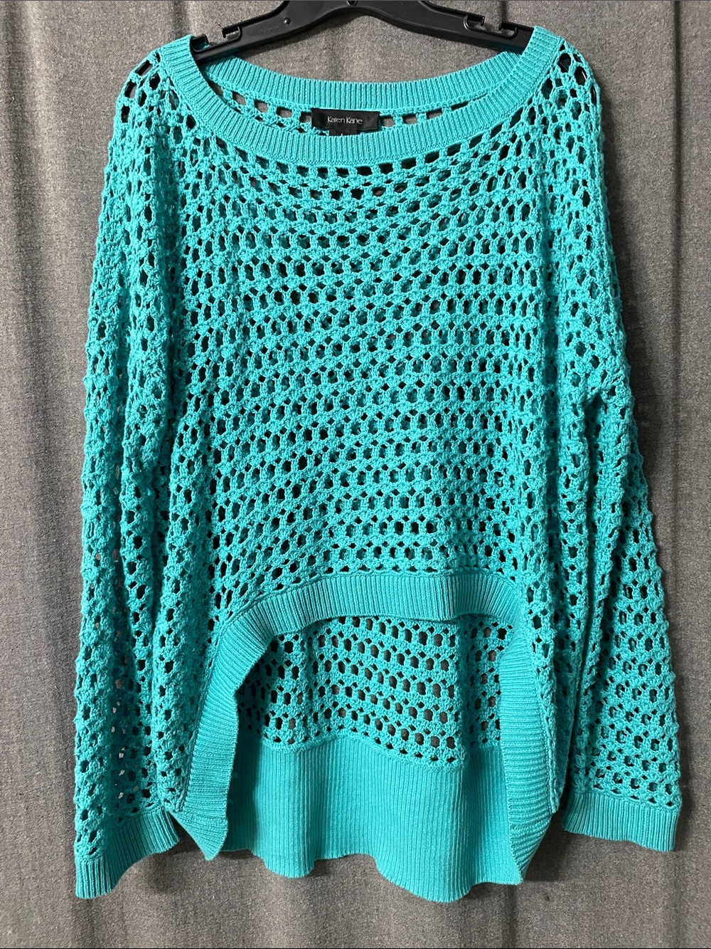 Karen Kane Turquoise Open-Knit Scoop-Neck Sweater